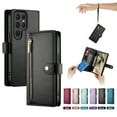 thumbnail image 1 of ELEHOLD for Samsung Galaxy S24 Ultra Flip Case, Wallet Zipper Magnetic Buckle Kickstand Wrist Strap Multifunctional Card Slots Wallet Business Case with Crossbody and Wrist Strap,Black, 1 of 8
