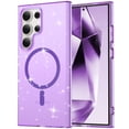 thumbnail image 1 of ELEHOLD for Samsung Galaxy S24 Ultra Glitter Clear Magentic Case,Transparent Clear Soft TPU Bling Shiny Design Compatible with Mag Safe Shockproof Fashion Girly Case for Samsung S24 Ultra,Purple, 1 of 7