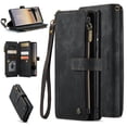 thumbnail image 1 of ELEHOLD for Samsung Galaxy S24 Ultra for Men Women Wallet Case, Premium Leather Shockproof Purse Case with Credit Card Slots Zipper Pocket Anti-Loss Wriststrap for Samsung Galaxy S24 Ultra,Black, 1 of 10