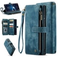 thumbnail image 1 of ELEHOLD for Samsung Galaxy S24 Ultra for Men Women Wallet Case, Premium Leather Shockproof Purse Case with Credit Card Slots Zipper Pocket Anti-Loss Wriststrap for Samsung Galaxy S24 Ultra,Blue, 1 of 10