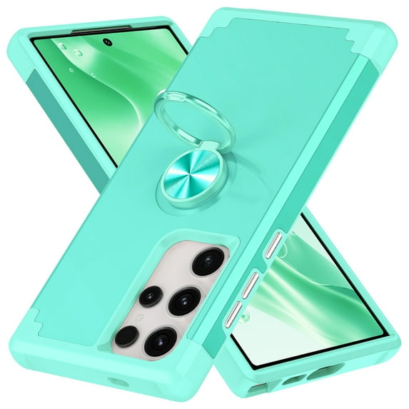 ELEHOLD for Samsung Galaxy S24 Ultra Ring Case,Rugged Protective Case with Ring Holder Kickstand Support Magnetic Car Mount Holder Military Grade Shockproof Cover for Samsung S24 Ultra,Mint