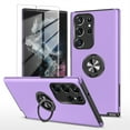 thumbnail image 1 of ELEHOLD for Samsung Galaxy S24 Ultra Rugged Case with Metal Ring Holder Kickstand Work with Magnetic Car Mount Shockproof Hybrid Cover with 1 Pack Screen Protector for Samsung S24 Ultra,Purple, 1 of 7