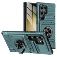 thumbnail image 1 of ELEHOLD for Samsung Galaxy S24 Ultra Rugged Hard Case with Metal Ring Holder Kickstand Work with Magnetic Car Mount Hidden Card Slot Pocket Shockproof Armor Cover with 1 Pack Screen Protector,Green, 1 of 7