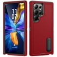 thumbnail image 1 of ELEHOLD for Samsung Galaxy S24 Ultra Rugged Protective Case Multi Layer Shockproof Hidden Kickstand Function Hybrid Silicone Hard PC Cover for Samsung S24 Ultra, Red, 1 of 7