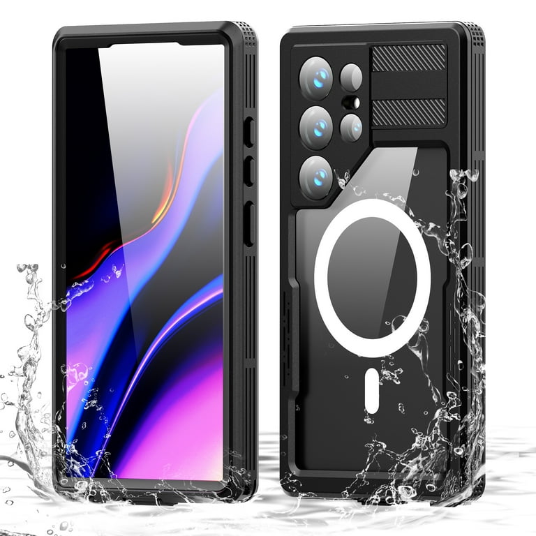 ELEHOLD for Samsung Galaxy S24 Ultra Rugged Waterproof Case,IP68 Certified  Underwater Shockproof Mag Safe Wireless Charging Compatible with Built-in  Screen Protector Full Body Protective Cover,Black 