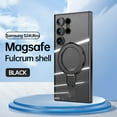 thumbnail image 1 of ELEHOLD for Samsung Galaxy S24 Ultra Slim Thin Lightweight Plating Clear Magentic Case with Folding Ring Holder Kickstand Compatible with Mag Safe Case Shockproof Cover for Galaxy S24 Ultra,Black, 1 of 9