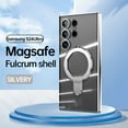 thumbnail image 1 of ELEHOLD for Samsung Galaxy S24 Ultra Slim Thin Lightweight Plating Clear Magentic Case with Folding Ring Holder Kickstand Compatible with Mag Safe Case Shockproof Cover for Galaxy S24 Ultra,Silver, 1 of 9