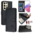 thumbnail image 1 of ELEHOLD for Samsung Galaxy S24 Ultra Wallet Case, Embossed Cat PU Leather RFID Blocking Protection Credit Card Slot Kickstand Shockproof Case with Crossbody Strap for Samsung Galaxy S24 Ultra,Black, 1 of 11