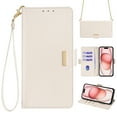 thumbnail image 1 of ELEHOLD for Samsung Galaxy S24 Ultra Wallet Case for Women Men with Gold Shoulder&Hand Strap Detachable Lanyard,PU Leather Kickstand Shockproof Protective Case for Samsung Galaxy S24 Ultra,White, 1 of 8