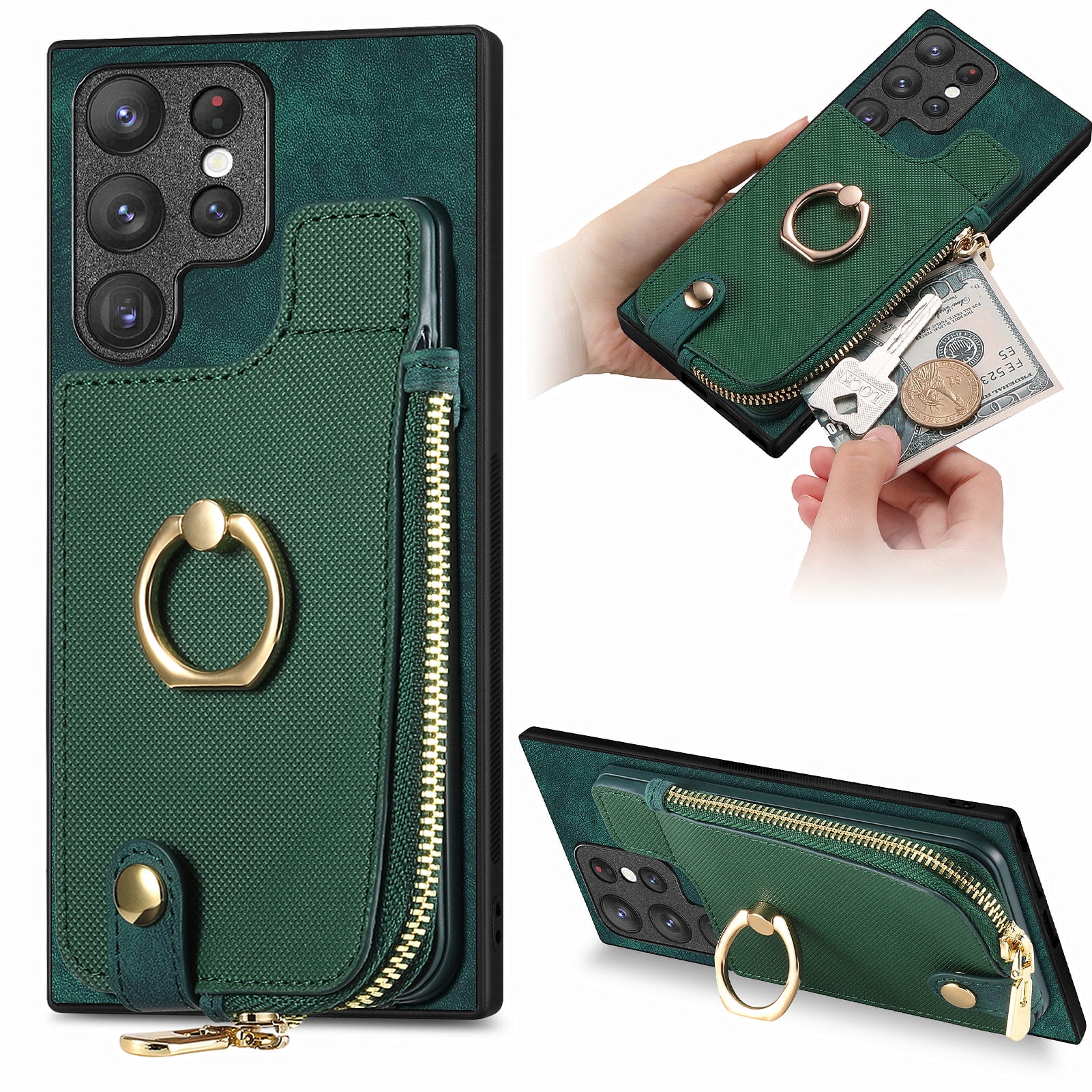 ELEHOLD for Samsung Galaxy S24 Ultra Zipper Wallet Case, Galaxy S24 ...