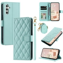 ELEHOLD for Samsung Galaxy S24 Wallet Crossbody Case PU Leather Cover with Card Slots Magnetic Clasp Kickstand Detachable Wriststrap Shoulder Strap Flip Shockpoof Cover for Samsung S24,Mint