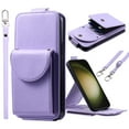 thumbnail image 1 of ELEHOLD for Samsung Galaxy S24 Wallet Crossbody Case Premium PU Leather Organ Card Slots Magnetic Closure Detachable Wrist Lanyard Shoulder Strap Flip Shockproof Galaxy S24 Cover,Purple, 1 of 9