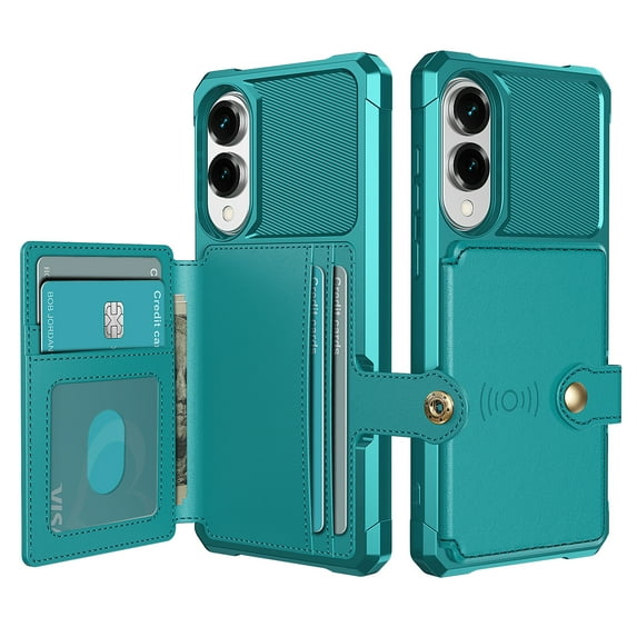 ELEHOLD for Samsung Galaxy S25 Edge Wallet Case Flip Card Slots Magnetic Clasp Slim Thin Shockproof Anti-Scratch Works with Magnetic Car Mount for Samsung Galaxy S25 Edge ,Green