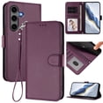 thumbnail image 1 of ELEHOLD For Samsung Galaxy S25+ Flip PU Leather Wallet Case with Credit Card Slot RFID Blocking Kickstand Shock-Absorbent TPU Magnetic Protective Cover With Lanyard,Violet, 1 of 12