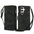 thumbnail image 1 of ELEHOLD for Samsung Galaxy S25 Ultra Wallet Case,Flip Leather Women Men Credit Card Cash Slot Zipper Kickstand Shockproof  Case with Crossbody Wrist Strap for Samsung Galaxy S25 Ultra,Black, 1 of 9