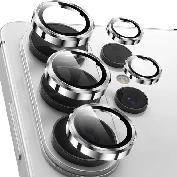 ELEHOLD for Samsung Galaxy S26 Ultra Camera Lens Protectors Cover, Individual Lens Protectors,  9H+ Anti-Scratch Tempered Glass Case-Friendly Lens Film, Silver