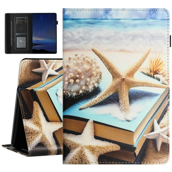 ELEHOLD for Samsung Galaxy Tab A 10.1 Case 2019, Galaxy Tab A 10.1 Inch (SM-T500/T515) Tablet Case with Card Slots, Multi-Angle Viewing Stand, Cute Pattern PU Leather Folio Flip Case,Starfish