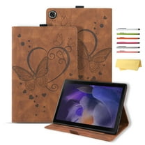 ELEHOLD for Samsung Galaxy Tab A11 2025 8.7-Inch/A9 2023 Leather Case,Embossed Butterfly Pattern Folio Flip Case Card Slots Kickstand Magnetic Clasp Shockproof Case ,Brown
