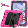 thumbnail image 1 of ELEHOLD for Samsung Galaxy Tab A7 Lite SM-T220/SM-T225 Ragged Case, Soft Silicone Hard PC Shoulder Strap Built-Kickstand Anti-Drop Shockproof Heavy Duty Protective Cover Case,Rose, 1 of 6