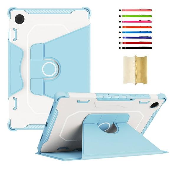ELEHOLD for Samsung Galaxy Tab A8 10.5" 2022 Shockproof Rugged Flip Case Rotation Kickstand Function with Anti-Slip Strip Magnetic Heavy Duty Case X200/X205,Blue