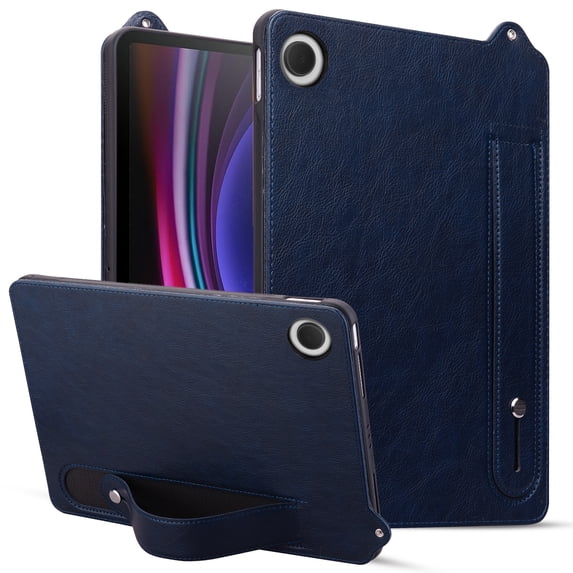 ELEHOLD for Samsung Galaxy Tab A9 Case, Slim Fit Protective PU Leather Business Wrist Strap Stand Shock-Resistant Protective Case for Samsung Galaxy Tab A9,Blue