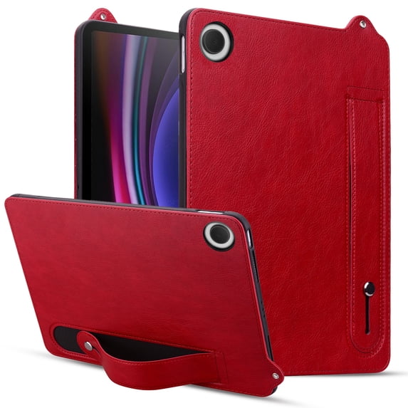 ELEHOLD for Samsung Galaxy Tab A9 Plus Case, Slim Fit Protective PU Leather Business Wrist Strap Stand Shock-Resistant Protective Case for Samsung Galaxy Tab A9 Plus,Red