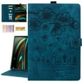 thumbnail image 1 of ELEHOLD for Samsung Galaxy Tab A9 Plus 11" (2023) Leather Case,Embossed Flower Pattern Folio Flip Case Card Slots Kickstand Magnetic Clasp Shockproof Protective Case for Samsung Tab A9+, Blue, 1 of 8