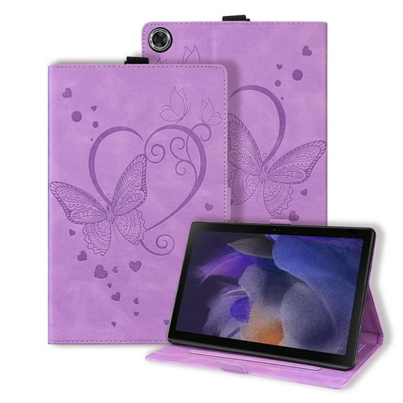 ELEHOLD for Samsung Galaxy Tab A9 Plus 11 Inch (2023) Leather Case,Embossed Butterfly Pattern Folio Flip Case Card Slots Kickstand Magnetic Clasp Shockproof Case for Samsung Tab A9+,Purple
