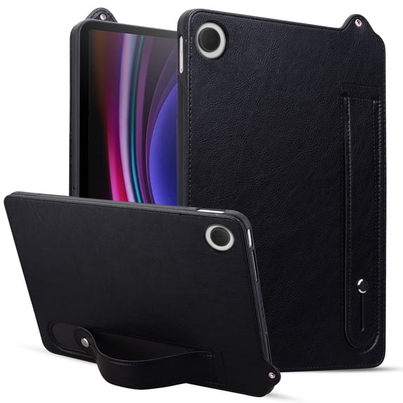 ELEHOLD for Samsung Galaxy Tab A9 Plus Case, Slim Fit Protective PU Leather Business Wrist Strap Stand Shock-Resistant Protective Case for Samsung Galaxy Tab A9 Plus,Black