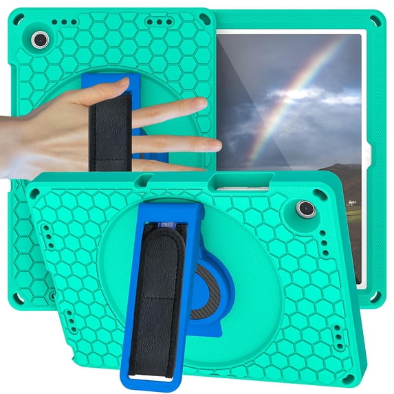 ELEHOLD for Samsung Galaxy Tab A9 Plus Rugged Case, Heavy Duty Protection Hand Strap Built-in Kickstand Crossbody Shoulder Strap Shockproof Case for Samsung Galaxy Tab A9 Plus ,Green