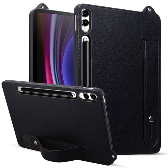 ELEHOLD for Samsung Galaxy Tab S11 Ultra 2025 14.6-inch Case, Slim Fit Protective PU Leather Business Wrist Strap Stand Shock-Resistant Protective Case,Black