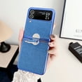 thumbnail image 1 of ELEHOLD for Samsung Galaxy Z Flip 3 Case, Plating Frame Hard PC Case with Ring Holder Stand, Stylish Fashion Design Slim Fit Shockproof Bumper Phone Cover for Women Girls - Blue, 1 of 10