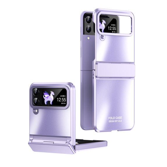ELEHOLD for Samsung Galaxy Z Flip 3 Frosted Case with Hinge Protection,Frosted PC Plating Full Body Protective Non-Slip Shockproof Case for Samsung Galaxy Z Flip 3,Purple