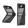 thumbnail image 1 of ELEHOLD for Samsung Galaxy Z Flip 3 Rugged Clear Case with Hinge Protection Transparent Clear Luxury Plating Shockproof Protective Case for Samsung Z Flip 3,Black, 1 of 6