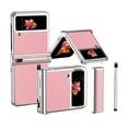 thumbnail image 1 of ELEHOLD for Samsung Galaxy Z Flip 4 6.7 inch Slim Case, S Pen Slot Holder Hinge Protection PU Leather＋PC Full Body Shockproof Cover Case for Samsung Z Flip3/ Flip4, Pink + Silver, 1 of 7