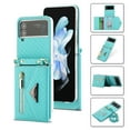 thumbnail image 1 of ELEHOLD for Samsung Galaxy Z Flip 4 6.7 inch Wallet Case, Zipper Purse Card Holder Crossbody Shoulder Strap Magnetic Snap Kickstand Function Shockproof Faux Leather Case for ZFlip4,Cyan, 1 of 11
