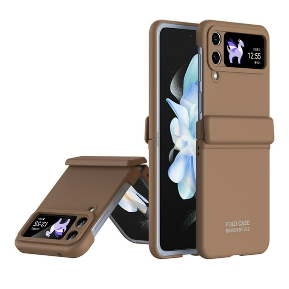 ELEHOLD for Samsung Galaxy Z Flip 4 Case with Hinge Protection Hard PC Shockproof Slim Phone Case Anti-Scratch Cover Support Wireless Charging for Samsung Galaxy Z Flip 4 5G,Coffee