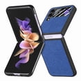 thumbnail image 1 of ELEHOLD for Samsung Galaxy Z Flip 4 Case, Luxury Leather Material with Built-in Small Screen Protector Full Body Shockproof Slim Protective Case for Samsung Galaxy Z Flip 4 2022, Blue, 1 of 8