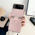 thumbnail image 1 of ELEHOLD for Samsung Galaxy Z Flip 4 Case, Plating Frame Hard PC Case with Ring Holder Stand, Stylish Fashion Design Slim Fit Shockproof Bumper Phone Cover for Women Girls - Pink, 1 of 10