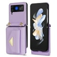 thumbnail image 1 of ELEHOLD for Samsung Galaxy Z Flip 4 Case Premium Leather Wallet with Back Organ Card Holders Kickstand Function Crossbody Shoulder Strap Luxury Shockproof Women Purse Cover ,purple, 1 of 6