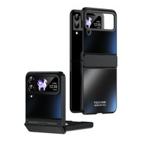 ELEHOLD for Samsung Galaxy Z Flip 4 Frosted Case with Hinge Protection,Frosted PC Plating Full Body Protective Non-Slip Shockproof Case for Samsung Galaxy Z Flip 4,Black