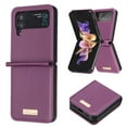 thumbnail image 1 of ELEHOLD for Samsung Galaxy Z Flip 4 Leather Case,Luxury PU Leather Slim Fit Lightweight Shockproof Protective Case for Men Women Compatible with  Galaxy Z Flip4,  Darkpurple, 1 of 4