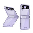thumbnail image 1 of ELEHOLD for Samsung Galaxy Z Flip 4 Rugged Clear Case with Hinge Protection Transparent Clear Luxury Plating Shockproof Protective Case for Samsung Z Flip 4 2022,Purple, 1 of 6