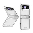 thumbnail image 1 of ELEHOLD for Samsung Galaxy Z Flip 4 Rugged Clear Case with Hinge Protection Transparent Clear Luxury Plating Shockproof Protective Case for Samsung Z Flip 4 2022,Silver, 1 of 6