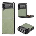 thumbnail image 1 of ELEHOLD for Samsung Galaxy Z Flip 4 Slim Folding Case Fiber Pattern Full Body Protection Shockproof Anti-Fingerprint Anti-Scratch Protective Case for Galaxy Z Flip 4, Green, 1 of 5