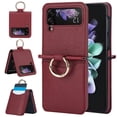 thumbnail image 1 of ELEHOLD for Samsung Galaxy Z Flip 4 Wallet Case,Anti-slip Cross Textured PU leather Card Holder Metal Ring Slim Shockproof Protective Cover for Women Men for Samsung Galaxy Z Flip 4,Winered, 1 of 6