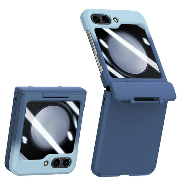 ELEHOLD for Samsung Galaxy Z Flip 5 Case,Full Body Protection with Built-in Front Screen Protector Hinge Protection Hard PC Shockproof Case for Galaxy Z Flip 5 2023,Cyan Blue