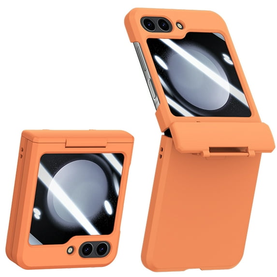 ELEHOLD for Samsung Galaxy Z Flip 5 Case,Full Body Protection with Built-in Front Screen Protector Hinge Protection Hard PC Shockproof Case for Galaxy Z Flip 5 2023,Orange