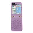 thumbnail image 1 of ELEHOLD for Samsung Galaxy Z Flip 5 Case, Premium PU Leather Embossed Mandala Pattern Leather Case with Crossbody Shoulder Strap Shockproof Protective Cover for Galaxy Z Flip 5 2023,Purple, 1 of 5