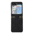 thumbnail image 1 of ELEHOLD for Samsung Galaxy Z Flip 5 Case, Premium PU Leather Embossed Mandala Pattern Leather Case with Crossbody Shoulder Strap Shockproof Protective Cover for Galaxy Z Flip 5 2023, Black, 1 of 5
